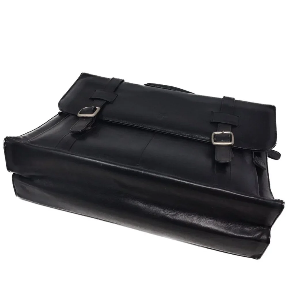Frye Logan Briefcase Black Leather Business Laptop Bag Messenger